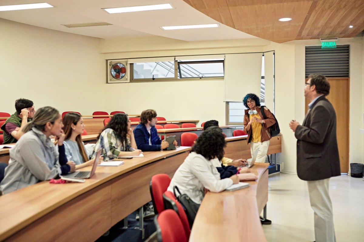 Student arriving late in class