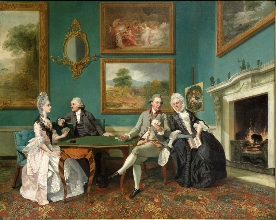 The Dutton Family in the Drawing Room of Sherborne Park, Gloucestershire, c. 1772. Johann Zoffany (German, 1733–1810). Oil on canvas; unframed: 101.5 x 127 cm (39 15/16 x 50 in.); framed: 124.5 x 149.9 x 7.6 cm (49 x 59 x 3 in.). The Cleveland Museum of Art, Leonard C. Hanna Jr. Fund, 2023.122