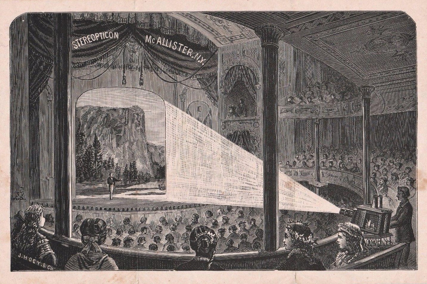 Illustratie van een toverlantaarnlezing